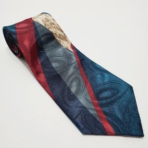 TexTan Necktie Men's Blue & Red Abstract Pattern 61x4"
